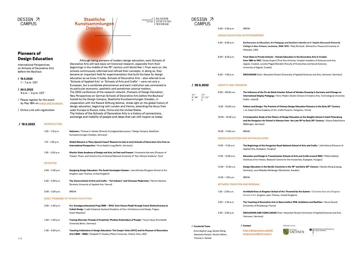 Programme of the online conference, with introductory text and list of presentations.