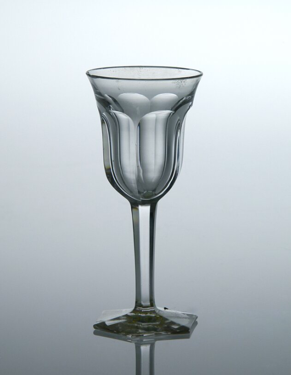 Liqueur glass with stem. Tulip-shaped goblet.