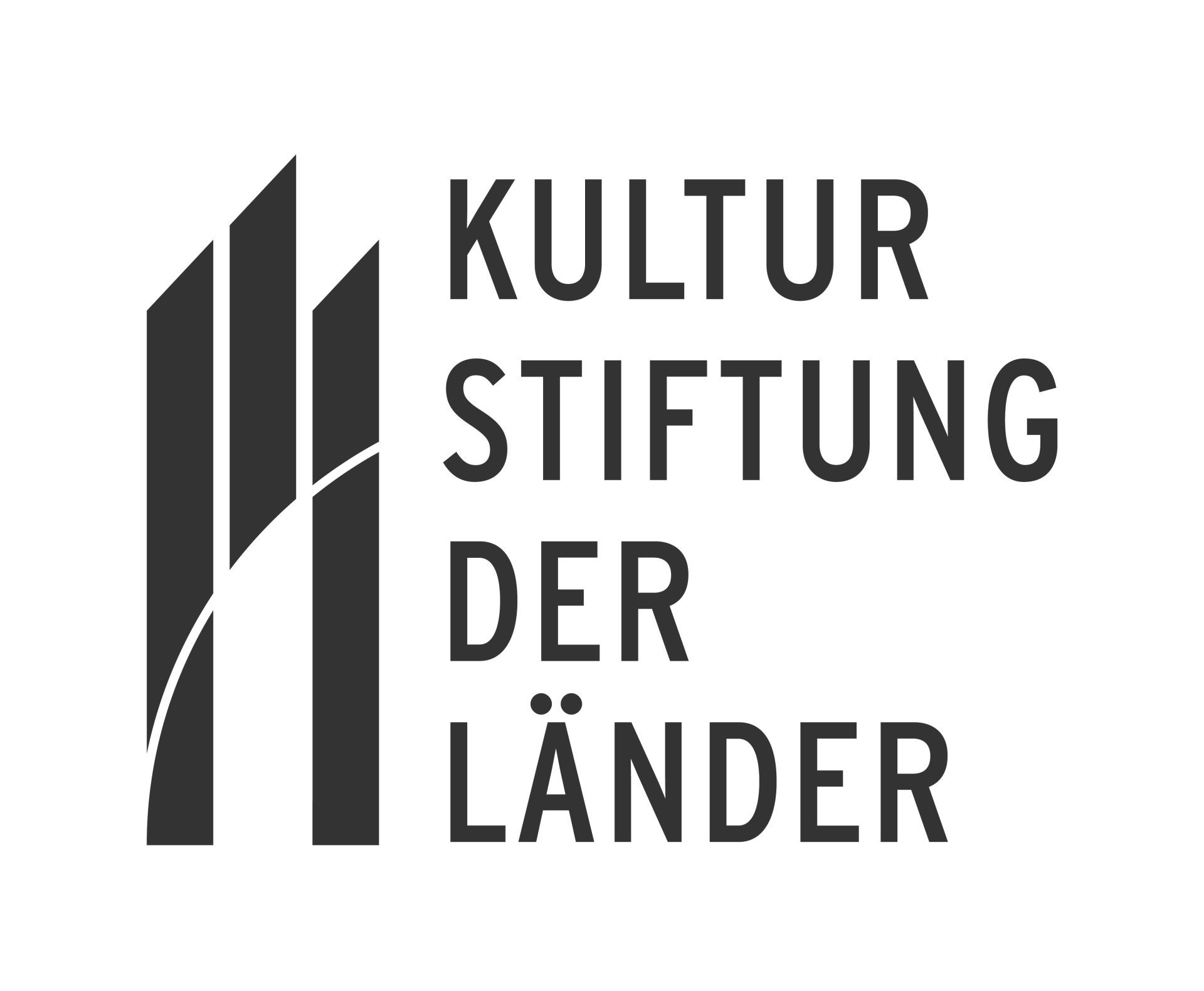 Logo von der Kulturstiftung der Länder. Schwarze Striche mit schwarzer Schrift. In Großbuchstaben steht der Name der Stiftung geschrieben.